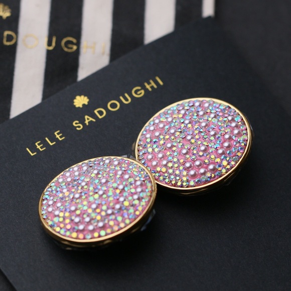Lele Sadoughi Shimmer Clip-On Button Earrings - Picture 3 of 7
